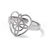 Non-Tarnish Heart with Sailor's Knot 304 Stainless Steel Open Cuff Ring for Women RJEW-E073-01P-2