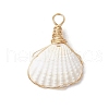 Copper Wire Wrapped Natural Shell Pendants PALLOY-JF03494-3