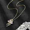 Brass Micro Pave Cubic Clear Zirconia Butterfly Pendant Neckalces for Women NJEW-S448-06G-3