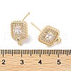 Brass Micro Pave Cubic Zirconia Stud Earring Findings KK-E107-21G-3