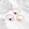 3Pcs 3 Colors Transparent Glass Finger Rings RJEW-JR00871-1
