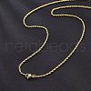 2mm Brass Rope Chain Necklaces for Men Women NJEW-G160-18G-1