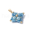 Dyed Natural Blue Quartz & Glass Seed Beaded Star Pendants PALLOY-MZ00692-01-3