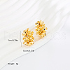 Brass C-Shaped with Flower Stud Earrings IF6641-2-4