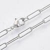 Brass Round Oval Paperclip Chain Necklace Making MAK-S072-04B-P-1