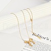 Ion Plating(IP) 304 Stainless Steel Bowknot Pendant Cable Chain Necklaces for Women NJEW-P320-12A-G-1