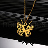 304 Stainless Steel Butterfly Initial Pendant Necklaces WG80197-24-1