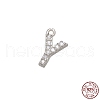 Real Platinum Plated Rhodium Plated 925 Sterling Silver Micro Pave Clear Cubic Zirconia Charms STER-P054-10P-Y-1