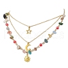2Pcs 2 Colors Mixed Gemstone Chip & Electroplate Glass 3 Layered Necklaces NJEW-JN05226-4