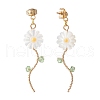Sunflower Natural Shell Beads Long Dangle Stud Earrings for Her X1-EJEW-TA00021-3