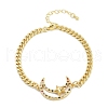 Brass Micro Pave Clear Cubic Zirconia Link Bracelets BJEW-M050-03G-01-4