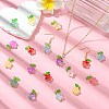90Pcs 9 Colors Glass Pendants PALLOY-CJ00057-6
