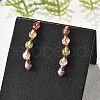 Stick Brass Micro Pave Cubic Zirconia Stud Earrings for Women EJEW-G428-19G-01-2