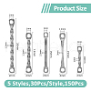 DICOSMETIC 150Pcs 5 Styles 304 Stainless Steel Connector Charms STAS-DC0016-22-2