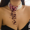 Retro Gothic Acrylic and Imitation Pearl Bloody Round Beaded Milti-strand Choker Necklaces for Women FS-WGACA63-07-1