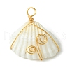 Natural Shell Copper Wire Wrapped Pendants PALLOY-TA00080-2