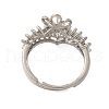 Flower Brass Micro Pave Cubic Zirconia Adjustable Ring Settings KK-K297-10P-3