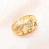 Brass Micro Pave Clear Cubic Zirconia Cuff Rings for Women RJEW-U047-04G-1