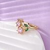 Brass Micro Pave Cubic Zirconia Finger Rings for Women RJEW-U057-13G-01-3