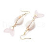 7 Pairs Natural Cowrie Shell Glass Dangle Earrings EJEW-JE06385-5