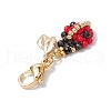 Ladybird Glass Seed Beaded Pendant Decorations HJEW-MZ00138-4