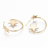 Semicircular Brass Half Hoop Earrings KK-T062-35G-NF-2