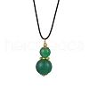 Natural Green Aventurine Gourd Pendant Necklaces NJEW-JN05246-04-2