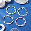 4Pcs 4 Colors Dyed Synthetic Turquoise Round Beads Stretch Bracelets for Women Men BJEW-JB11609-2