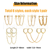 FIBLOOM 12Pcs 6 Style Stainless Steel & Brass & 316 Surgical Stainless Steel Stud Earrings EJEW-FI0002-79-2
