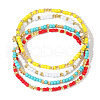 4Pcs Bohemian Style Brass & Glass Seed Beads Stretch Bracelet Sets VZ3169-5