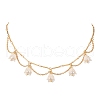 Shell Pearl & Acrylic Flower Bib Pendant Necklaces NJEW-TA00169-1