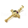 Brass Micro Pave Clear Cubic Zirconia Pendants ZIRC-I070-043G-2