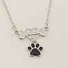 Paw Print & Bone & Heart Alloy Black Enamel Pendant Necklaces for Women FS-WG4E09B-01-5