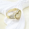Brass Micro Pave Clear Cubic Zirconia Cuff Rings for Women RJEW-G347-01G-2