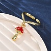 Brass Enamel Open Cuff Rings for Women RJEW-U057-25G-3