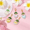 Heart with Flower Pattern Spray Painted Alloy Transparent Glass Beads Pendant Decorations HJEW-JM03142-1