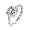 Rhodium Plated 925 Sterling Silver Micro Pave 6.5x3.9mm Moissanite Adjustable Rings for Women WGFA800-03-1