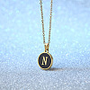 Alloy Black Enamel Disc with Initial Pendant Necklaces for Women WGEDF6F-14-1