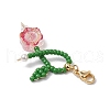 Flower Seed Bead & Glass Braided Pendant Decorations HJEW-TA00338-5