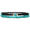 Synthetic Turquoise & Brass Stretch Bracelets PW-WG3F67C-01-4