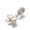 Brass Clear Cubic Zirconia Flower European Dangle Charms KK-M313-38P-01-2