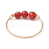 Round Natural Rose Quartz & Tiger Eye & Lapis Lazuli & Green Aventurine & Amethyst & Carnelian Finger Rings RJEW-JR00850-02-5