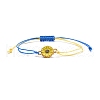 3Pcs 3 Style Waxed Polyester Braided Bead Bracelets Set with Sunflower Link BJEW-JB07517-4