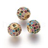 Brass Micro Pave Cubic Zirconia Beads ZIRC-F098-02G-8mm-1