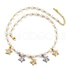 Brass Micro Pave Clear Cubic Zirconia Beaded Necklaces NJEW-Z059-05PG-02-2