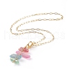 Electroplated Natural Quartz Crystal Wire Wrapped Pendant Necklaces NJEW-JN03256-1