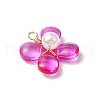 Copper Wire Wrapped Glass Pendants PALLOY-JF03440-4