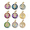 Brass Micro Pave Cubic Zirconia with Glass Pendents KK-Q815-01G-1