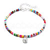 Bohemian Style Alloy Shell Shape Charm Colorful Glass Seed Beaded Anklets for Women FS-WGADE82-02-1