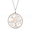 Natural Citrine Chips Beaded Tree of Life Pendant Necklaces PW-WG63202-07-1